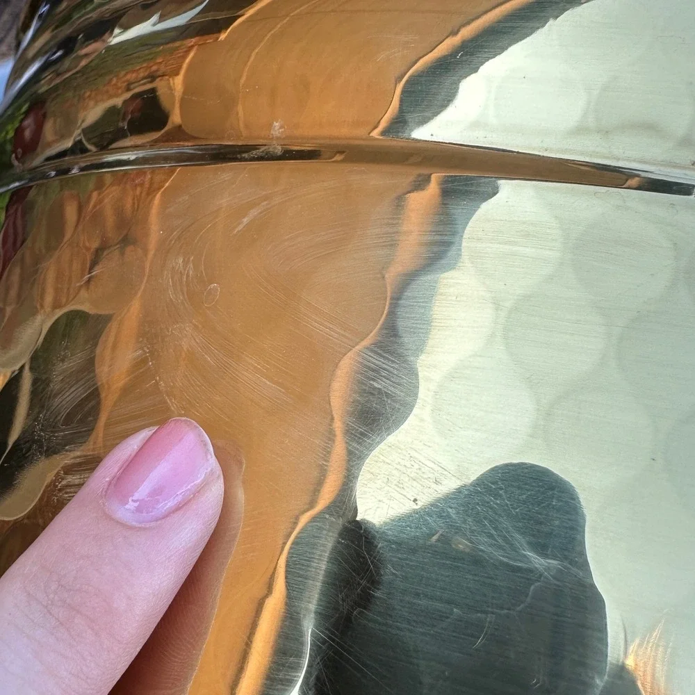 Vintage Hammered Brass Planter Waste Basket Gold Tone Metal Large 12x12